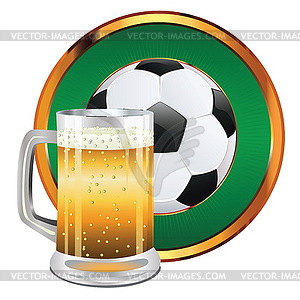 Beer and Soccer Ball - vector clipart