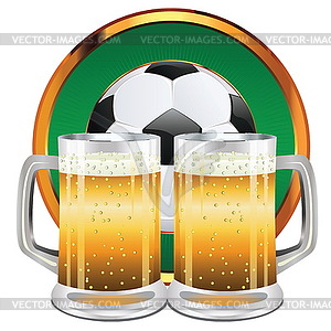 Beer and Soccer Ball - vector image