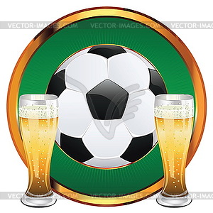 Beer and Soccer Ball - vector image