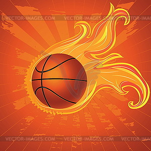 Fire Basketball Ball - vector image