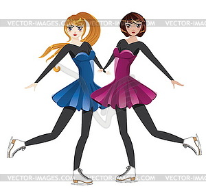 Two female figure skaters - vector image