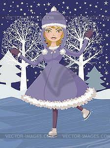 Winter skating girl - royalty-free vector image