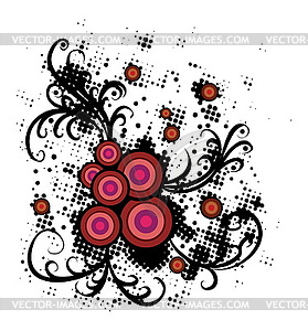 Floral ornament with halftone - vector image