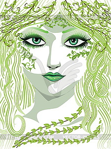 Spring girl face - vector clipart