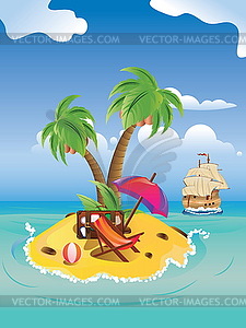 Cartoon Palm Island - vector clipart