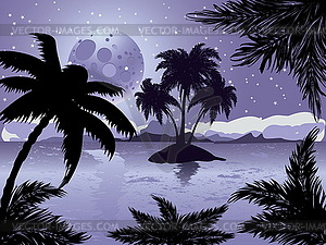 Night tropic island - vector clipart / vector image