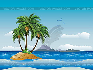 Tropical island in ocean - vector image