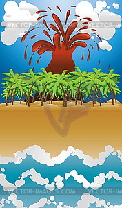 Volcano island - vector image