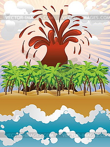 Volcano island - vector clipart