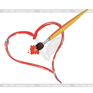 Brush painting heart - vector clip art