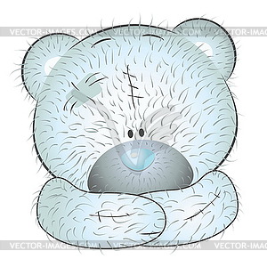 Cute blue teddy bear - vector clipart