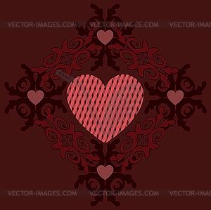 Dark red hearts ornament - vector image