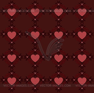 Dark red hearts pattern - vector clip art