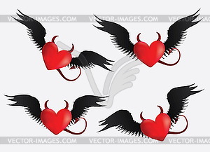 Devil hearts set - vector clipart / vector image