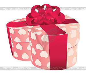 Heart shaped pink gift box - vector clipart