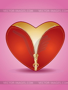 Heart with gold zipper - vector image