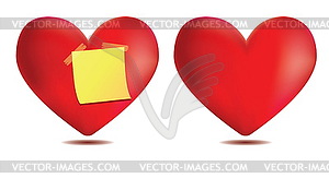 Heart with sticky note - vector image