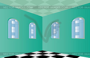 Empty Room with Green walls - vector clipart