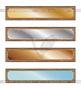 Metal plates with wood frames - vector clipart