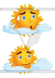 Sun with Clouds - vector image