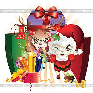 Christmas Sheeping - color vector clipart