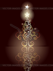 Card with Decorative Christmas Tree - vector clip art