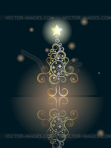 Card with Decorative Christmas Tree - vector clip art