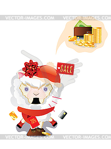 Shocked Shopping Sheep - vector clip art