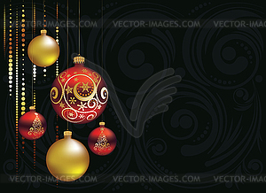 Red and Gold Christmas Balls - vector clipart