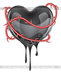 Bleeding Black Heart - vector clip art