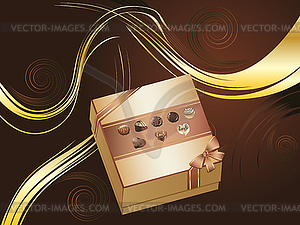 Brown Background with Chocolate Box - vector image