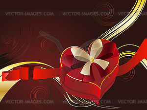 Brown Background with Heart Shaped Box - vector clipart