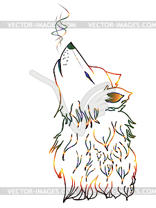 Colorful Howling Wolf - vector clipart