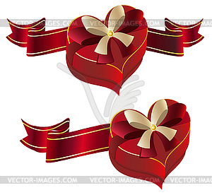 Heart Shaped Box with Ribbon - royalty-free vector clipart