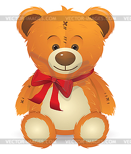 Teddy Bear with Red Bow - vector image