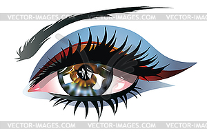 Blue Eye with Makeup - vector image