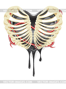 Black Heart in Thorax - vector clip art