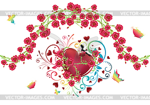Heart with Roses - vector clip art