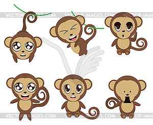 Funny Monkeys - vector image