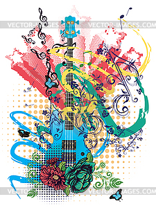 Grunge Guitar - vector image