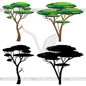 Trees with Silhouettes - vector clip art