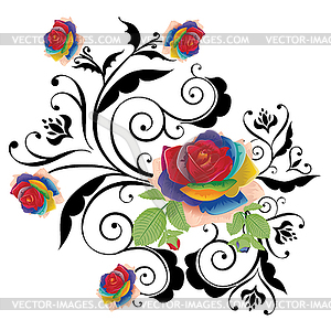 Abstract Rainbow Roses - vector image