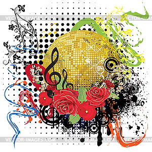Grunge Gold Disco Ball - vector clipart
