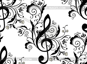 Music Notes Floral Ornament - vector EPS clipart