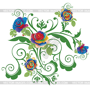 Abstract Rainbow Roses - vector clipart