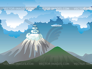 Cartoon Volcano Island - stock vector clipart