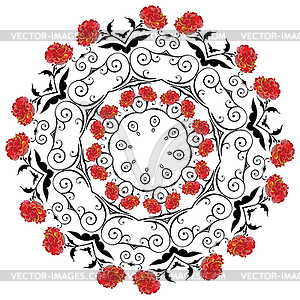 Abstract Rainbow Roses Round - vector clip art