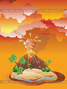 Cartoon Volcano Eruption - vector clip art