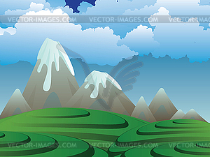 Cartoon Volcano Island - vector clipart / vector image