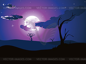 African Night Landscape - vector clipart